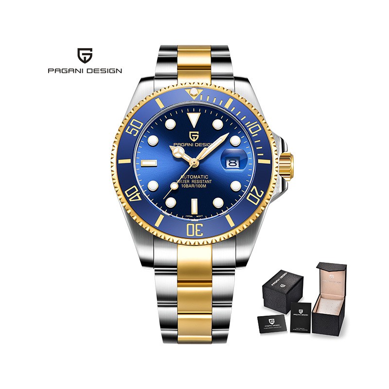 Pagani Design - automatic stainless steel watch - waterproof - gold / blueWatches