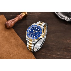 Pagani Design - automatisk klocka i rostfritt stål - vattentät - guld / blå