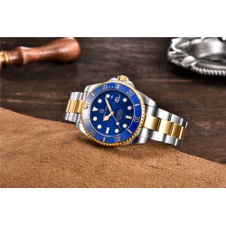 Pagani Design - automatic stainless steel watch - waterproof - gold / blueWatches
