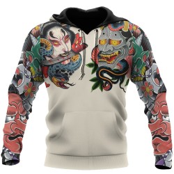 Japansk kultur - masktatuering tryckt - hoodie