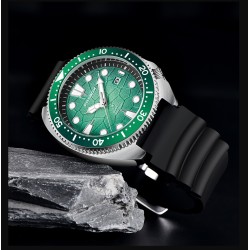 LIGE - stainless steel Quartz watch - waterproof - silicone strap - greenWatches