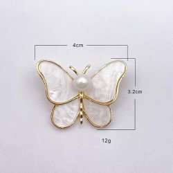 White shell butterfly - with a pearl - broochBrooches
