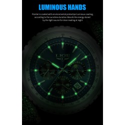 LIGE - luxury stainless steel Quartz watch - luminous - leather strap - waterproof - rose gold / blackWatches