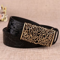 Retro leather belt - with metal carved buckleBelts