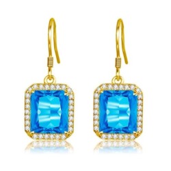 Golden earrings with blue crystal topaz / rhinestonesEarrings