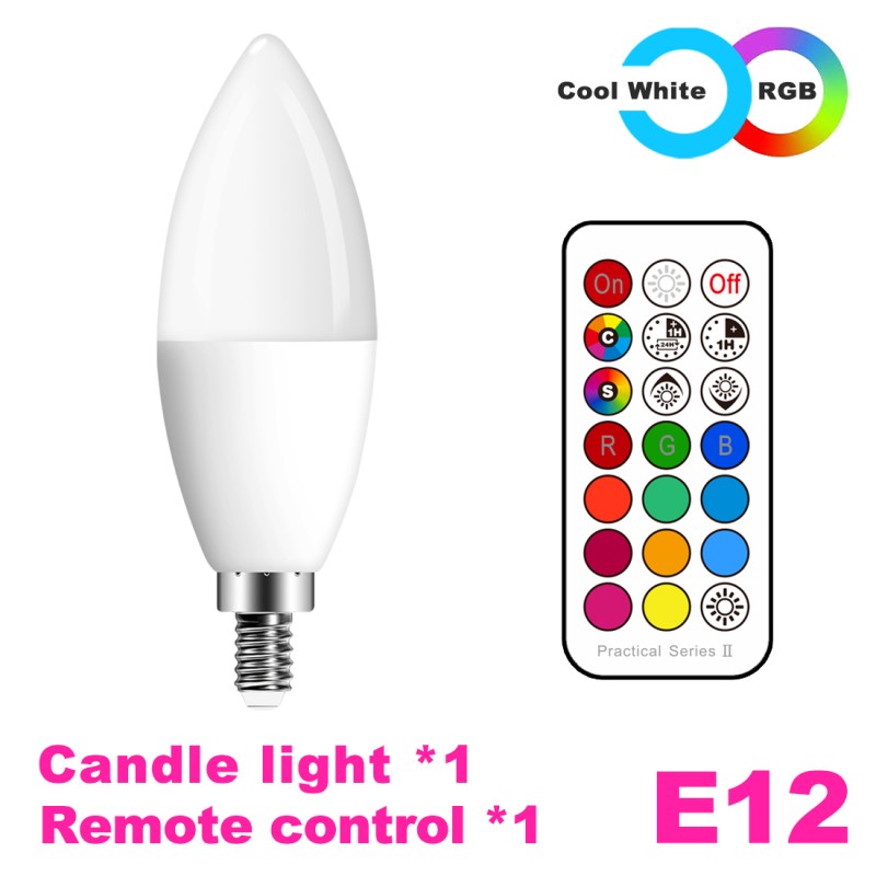 LED-lampa - E12 - E14 - RGB - med fjärrkontroll - dimbar