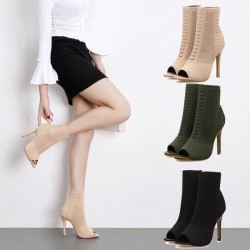 Fashionabla peep toe - högklackat - ankelboots - pumps