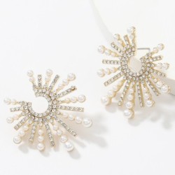 Sunflower shaped earrings - with crystals / pearlsEarrings