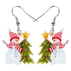 Julörhängen - emalj snögubbar / julgran