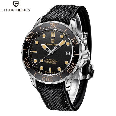 PAGANI DESIGN - fashion automatic watch - nylon strap - blackWatches
