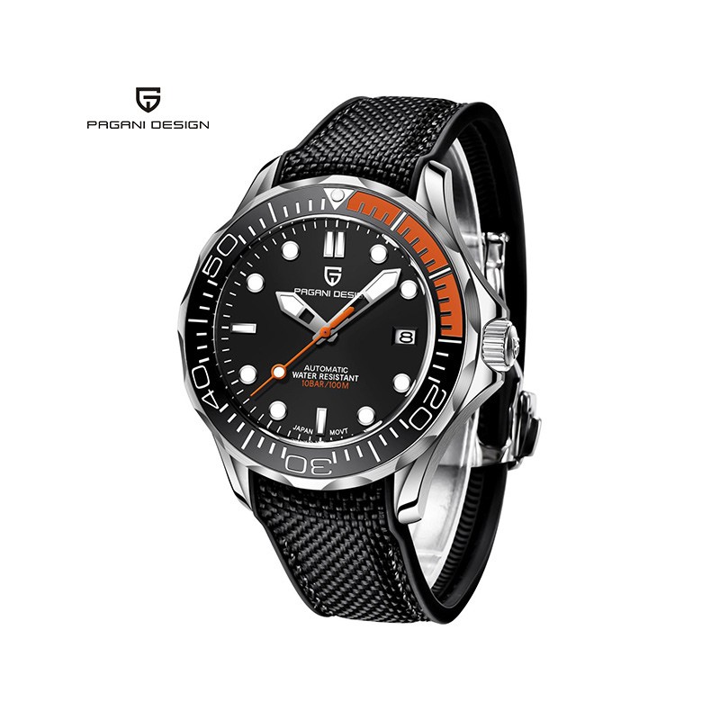 PAGANI DESIGN - fashion automatic watch - nylon strap - orangeWatches