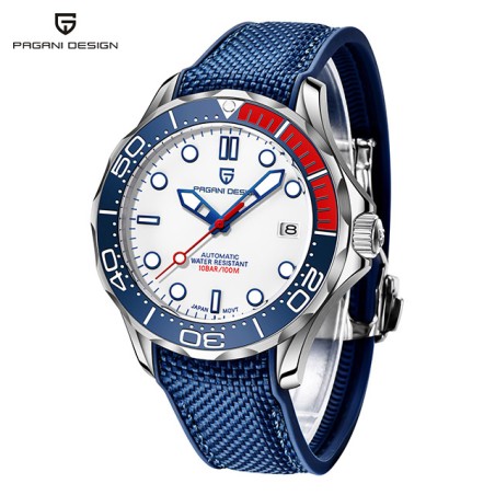 PAGANI DESIGN - modeautomatisk klocka - nylonarmband - vit