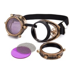 Steampunk / vintage runda glasögon - avtagbara linser / metallnät