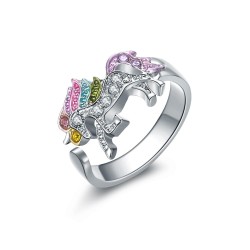 Smyckesset med kristall enhörning - halsband - armband - ring - örhängen