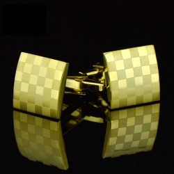 Fyrkantiga manschettknappar i guld - laserruta