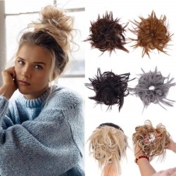 Fake hair bun - elastisk scrunchie med syntetiskt hår - peruk