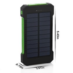 Solenergibank - dubbel USB - vattentät - med kompassnyckelring - LED - 30000mAh