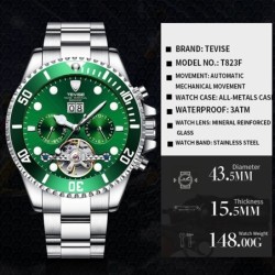 TEVISE - elegant automatic watch - stainless steel - waterproof - gold / greenWatches