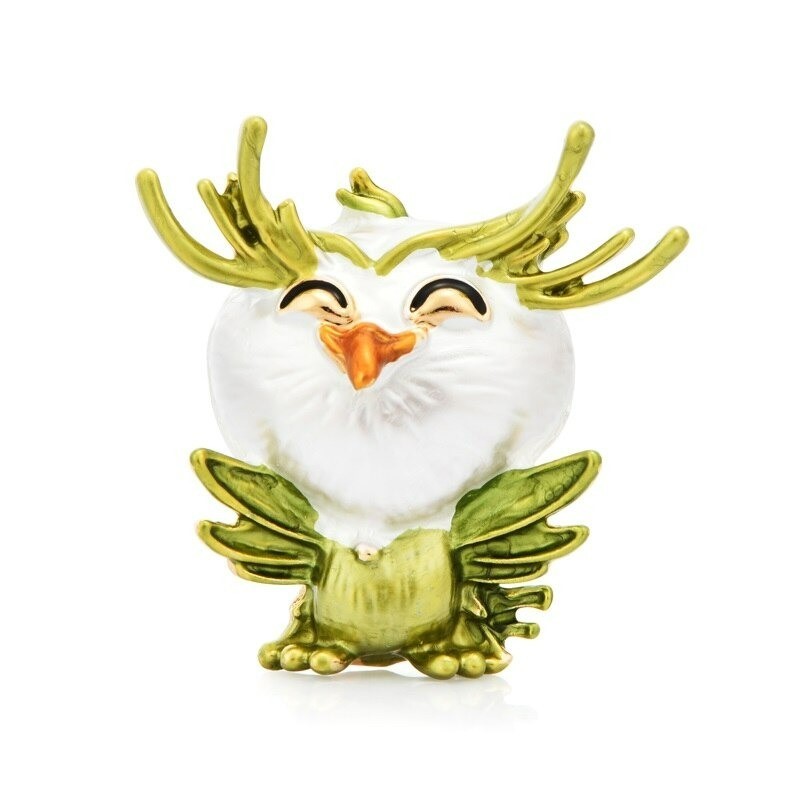 Smiling little owl - crystal broochBrooches