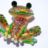 Colorful crystal frog - golden broochBrooches