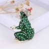 Green frog with crystal crown - broochBrooches