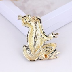 Green frog with crystal crown - broochBrooches