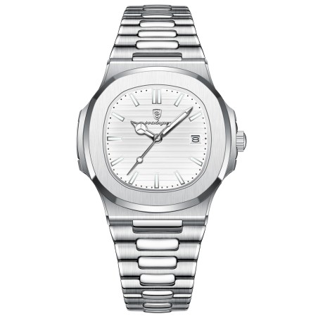 POEDAGAR - elegant Quartz-klocka - vattentät - rostfritt stål - vit