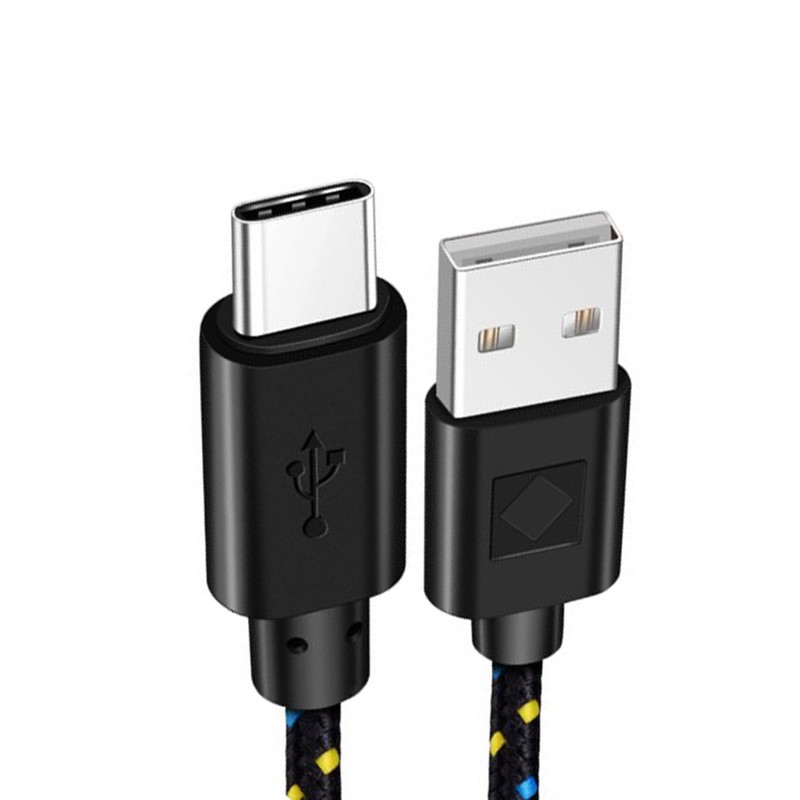 Nylonflätad kabel - data / synk / snabbladdning - USB typ C
