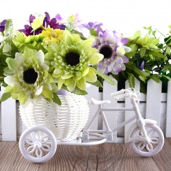Vit plastcykel - dekorativ blomkorg - behållare