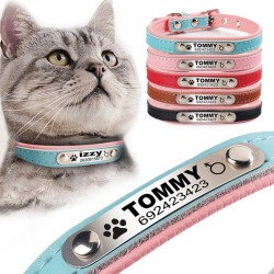 Halsband för hundar/katter - ID Tag - personligt - graverat - läder