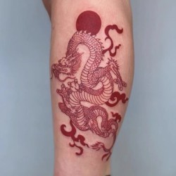 Tillfällig tatuering - klistermärke - röd drake