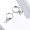 Hoop earrings with round white crystal - 925 sterling silverEarrings