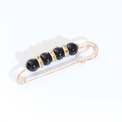 Elegant brooch - safety pin - with black / white pearls - 3 piecesBrooches