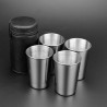 Stainless steel camping cups - with storage bag - 180 ml - 4 piecesOutdoor & Camping