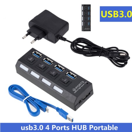 4-portars HUB - USB 3.0 - splitter