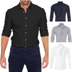 Elegant skjorta med långa ärmar - med dragkedja/knappar - slim fit