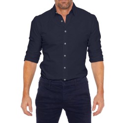 Elegant skjorta med långa ärmar - med dragkedja/knappar - slim fit