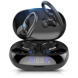 TWS VV2 - Bluetooth-hörlurar - öronkrok - med mikrofon / laddningsbox / LED-display