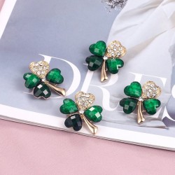 Fyra kristallgröna blad - brosch - 12 stycken set