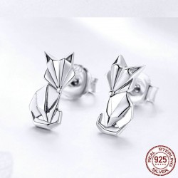 Geometrisk räv - fashionabla silverörhängen