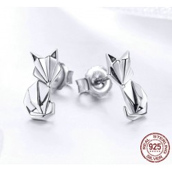 Geometrisk räv - fashionabla silverörhängen