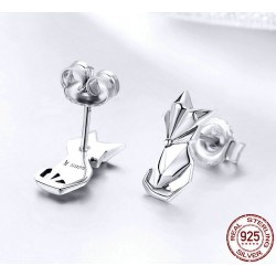 Geometrisk räv - fashionabla silverörhängen