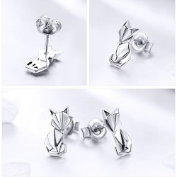 Geometrisk räv - fashionabla silverörhängen