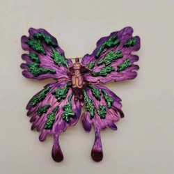 Färgglad fjäril / God of war - guldpläterad vintage brosch