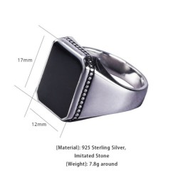 925 silverring - signetring med en svart sten