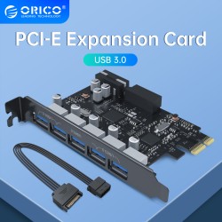 ORICO - USB 3.0 - PCI-E expansionskort - 5-portars HUB - adapter