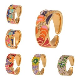 Elegant open ring - colorful flowers - Bohemian styleRings