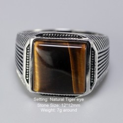 Ring 925 sterling silver - signet med tigeröga sten