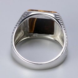 Ring 925 sterling silver - signet med tigeröga sten