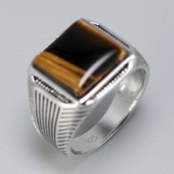 Ring 925 sterling silver - signet med tigeröga sten